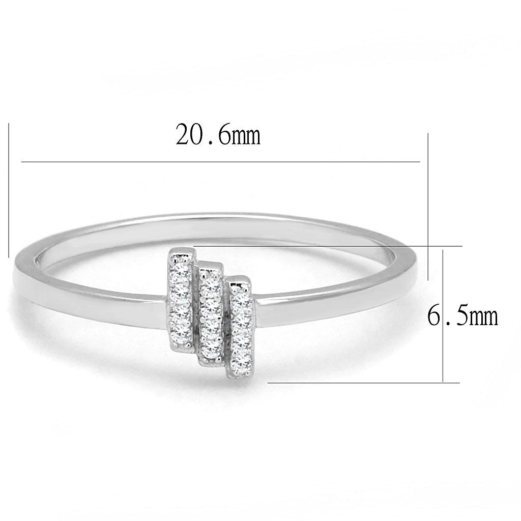 TS584 - Rhodium 925 Sterling Silver Ring with AAA Grade CZ  in Clear-1