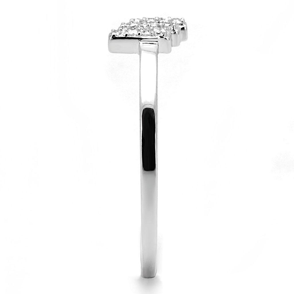 TS584 - Rhodium 925 Sterling Silver Ring with AAA Grade CZ  in Clear-3