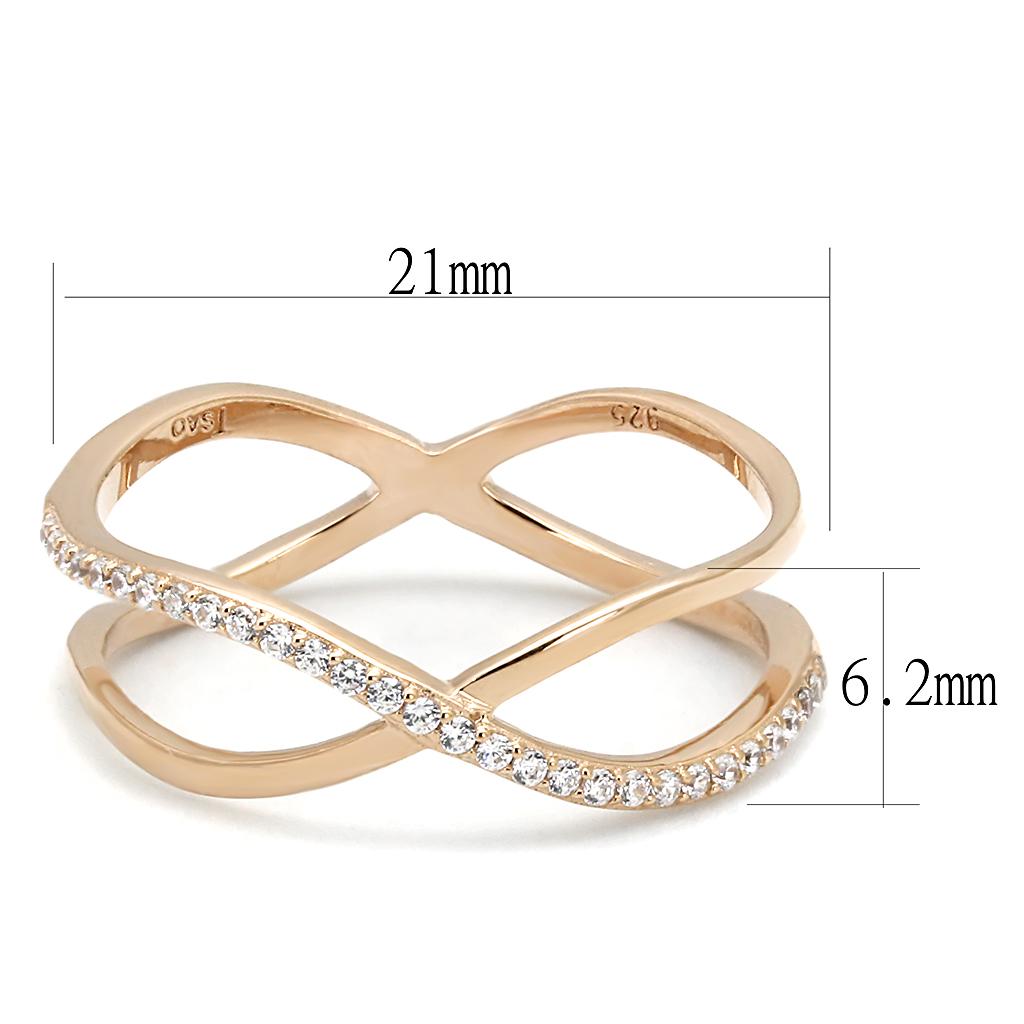 TS589 - Rose Gold 925 Sterling Silver Ring with AAA Grade CZ  in Clear-1