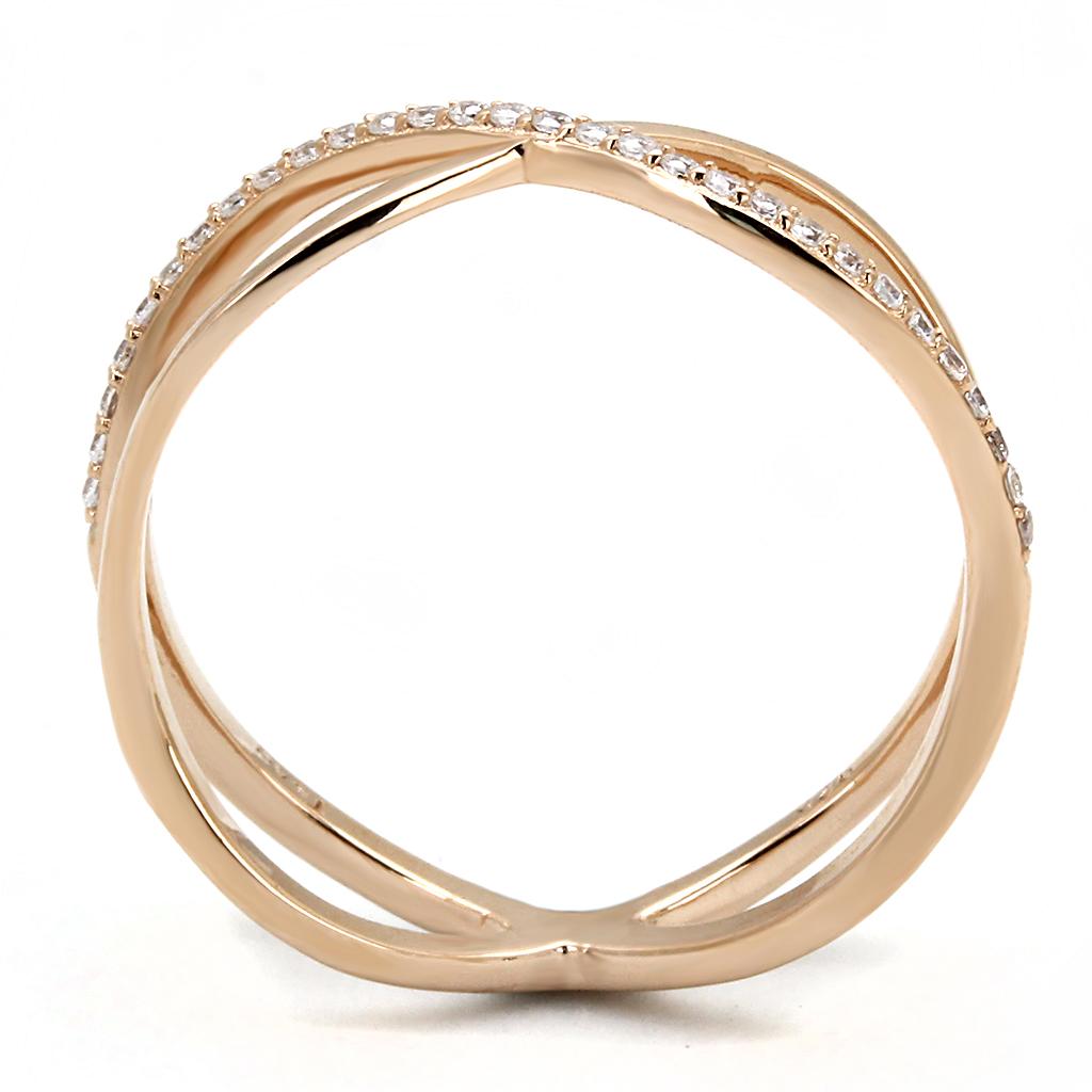 TS589 - Rose Gold 925 Sterling Silver Ring with AAA Grade CZ  in Clear-2