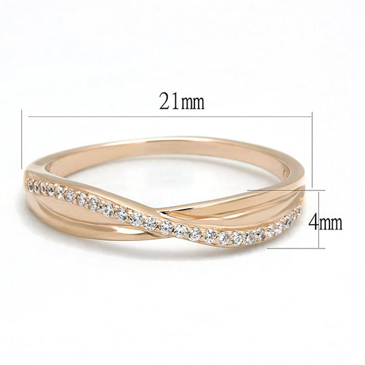 TS591 - Rose Gold 925 Sterling Silver Ring with AAA Grade CZ  in Clear-1