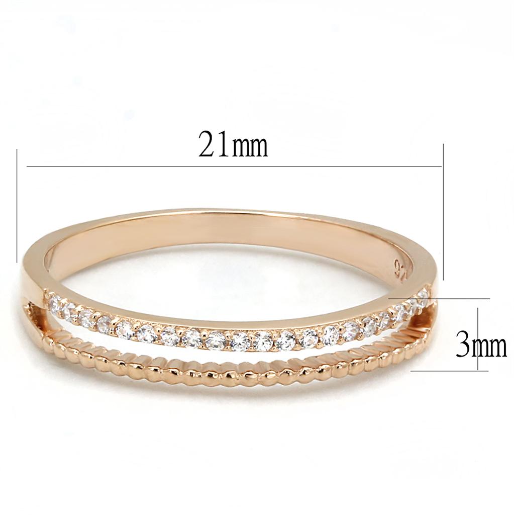 TS592 - Rose Gold 925 Sterling Silver Ring with AAA Grade CZ  in Clear-1