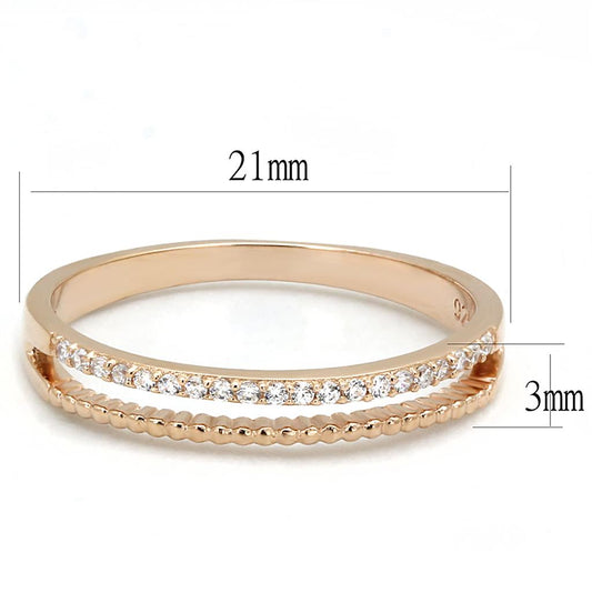 TS592 - Rose Gold 925 Sterling Silver Ring with AAA Grade CZ  in Clear-1