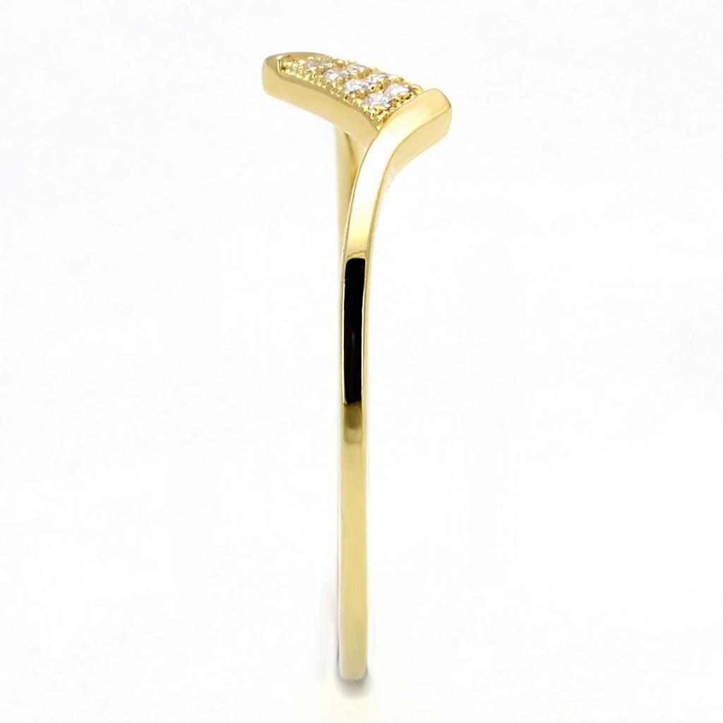 TS594 - Gold 925 Sterling Silver Ring with AAA Grade CZ  in Clear-3