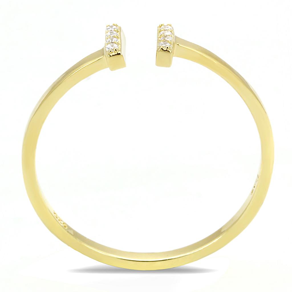 TS595 - Gold 925 Sterling Silver Ring with AAA Grade CZ  in Clear-2