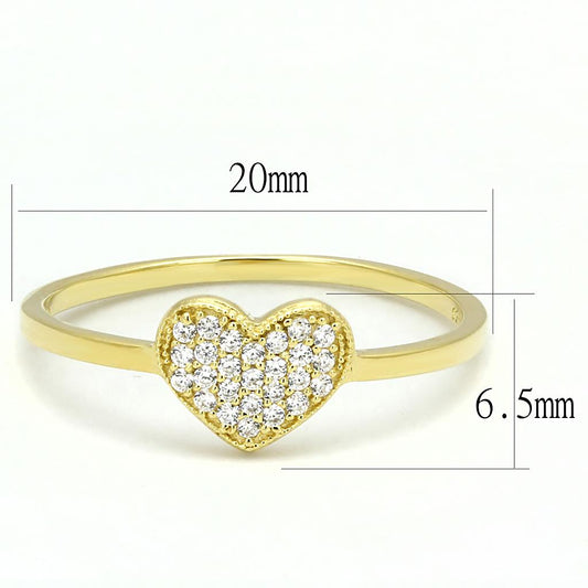 TS596 - Gold 925 Sterling Silver Ring with AAA Grade CZ  in Clear-1