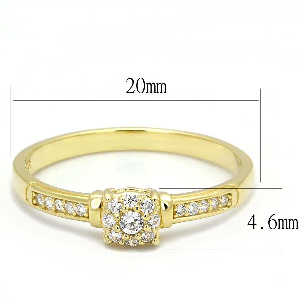 TS597 - Gold 925 Sterling Silver Ring with AAA Grade CZ  in Clear-1