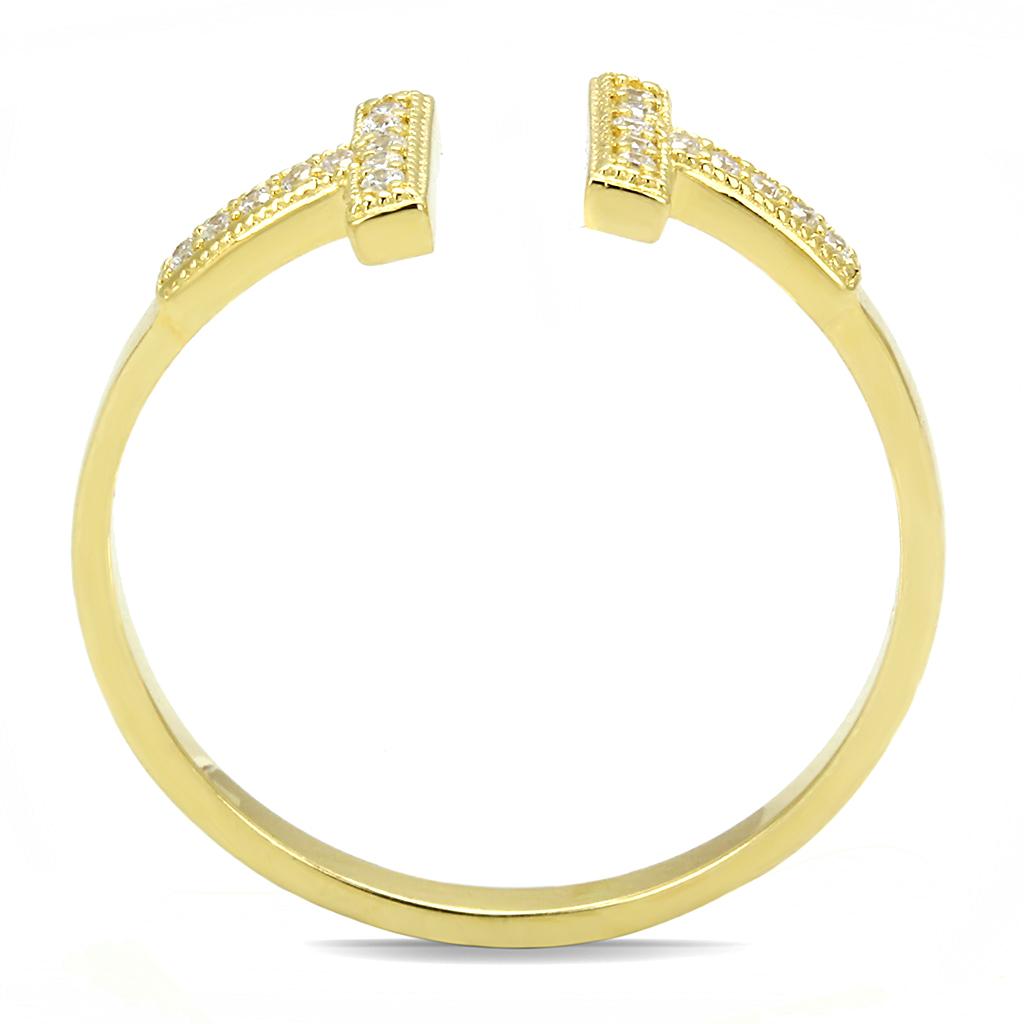 TS598 - Gold 925 Sterling Silver Ring with AAA Grade CZ  in Clear-2