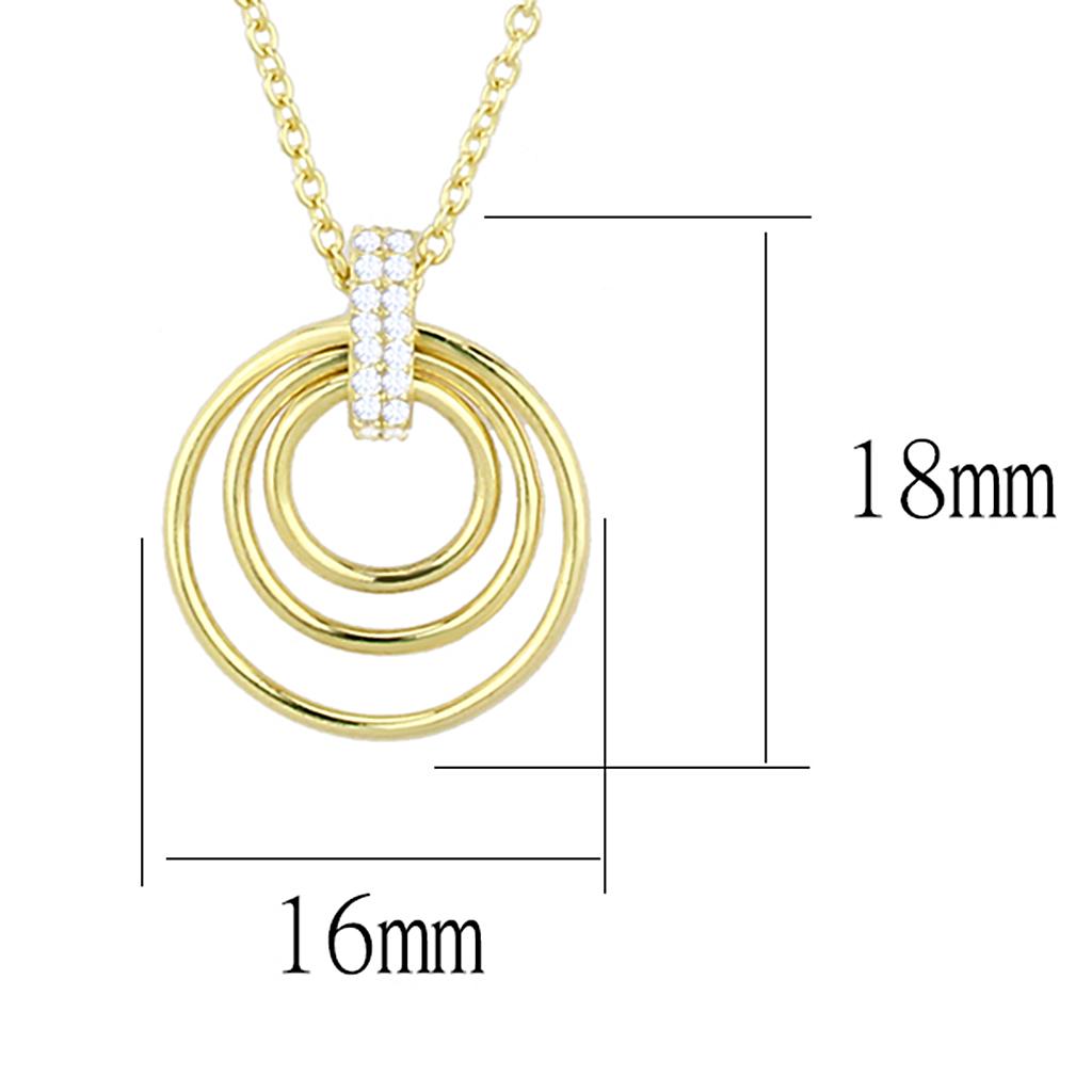 TS601 - Gold 925 Sterling Silver Necklace with AAA Grade CZ  in Clear-1