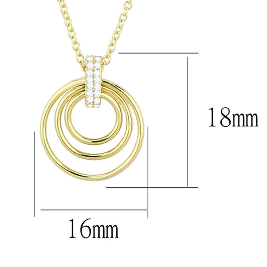 TS601 - Gold 925 Sterling Silver Necklace with AAA Grade CZ  in Clear-1