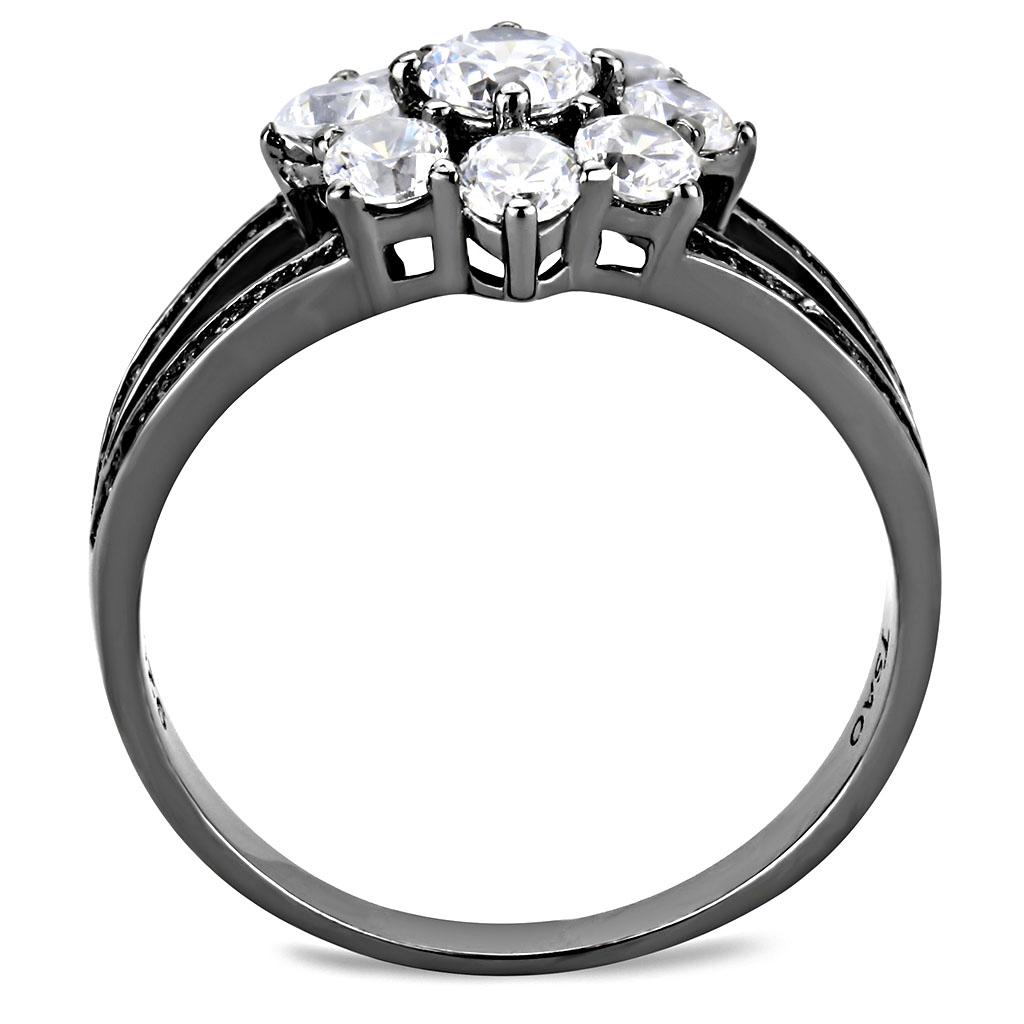 TS611 - Ruthenium 925 Sterling Silver Ring with AAA Grade CZ  in Clear-2