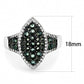 TS614 - Rhodium + Ruthenium 925 Sterling Silver Ring with Synthetic Synthetic Glass in Blue Zircon-1