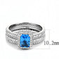 TS615 - Rhodium 925 Sterling Silver Ring with Synthetic Synthetic Glass in Sea Blue-1