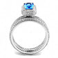 TS615 - Rhodium 925 Sterling Silver Ring with Synthetic Synthetic Glass in Sea Blue-2