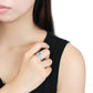 TS615 - Rhodium 925 Sterling Silver Ring with Synthetic Synthetic Glass in Sea Blue-4