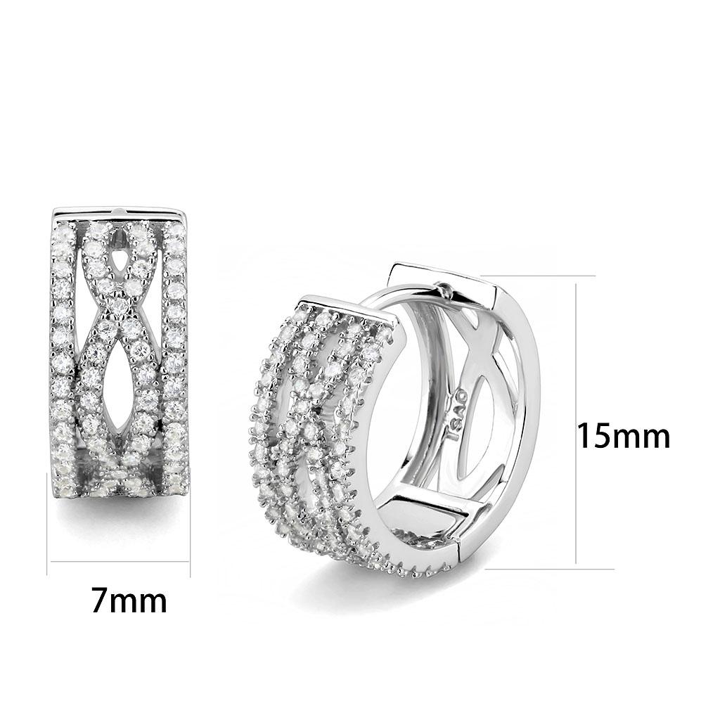 TS617 - Rhodium 925 Sterling Silver Earrings with AAA Grade CZ  in Clear-1