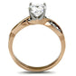 TK1163 - Two-Tone IP Rose Gold Stainless Steel Ring with AAA Grade CZ  in Clear-2