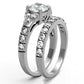 TK1331 - High polished (no plating) Stainless Steel Ring with AAA Grade CZ  in Clear-3