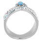 TK3572 - No Plating Stainless Steel Ring with AAA Grade CZ  in Sea Blue-2
