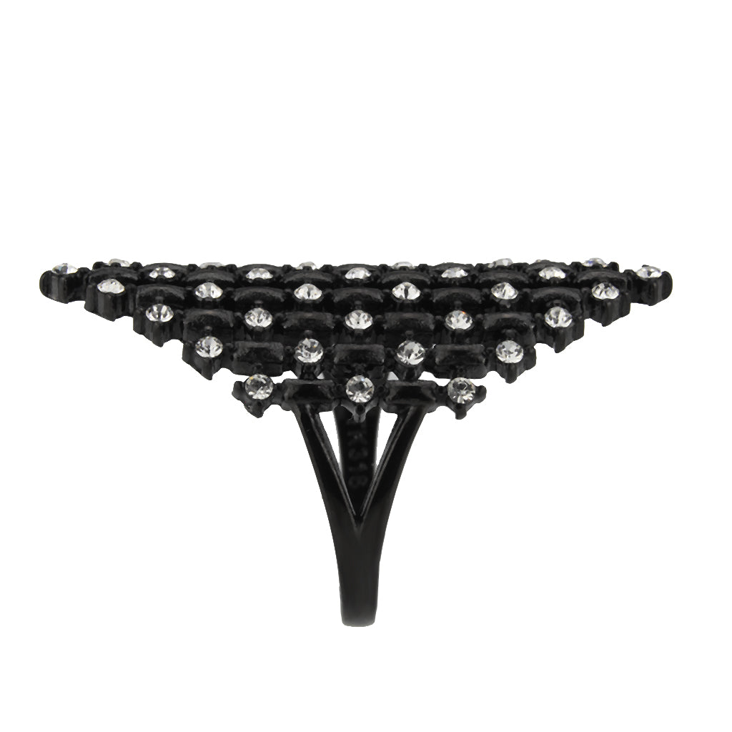 TK3750 IP Black Stainless Steel Ring with Top Grade Crystal in Clear-4