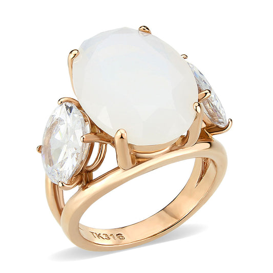 TK3788 - IP Rose Gold(Ion Plating) Stainless Steel Ring with Synthetic in Fireopal-0