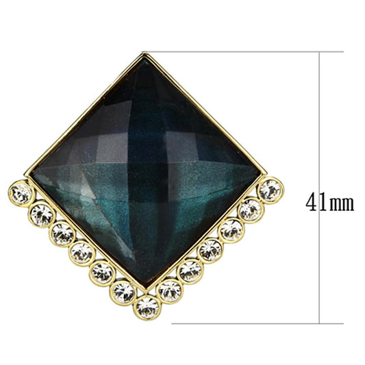 VL064 - IP Gold(Ion Plating) Brass Earrings with Synthetic Synthetic Stone in Tanzanite-1