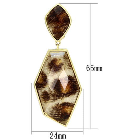 VL074 - IP Gold(Ion Plating) Brass Earrings with Synthetic Synthetic Stone in Animal pattern-1