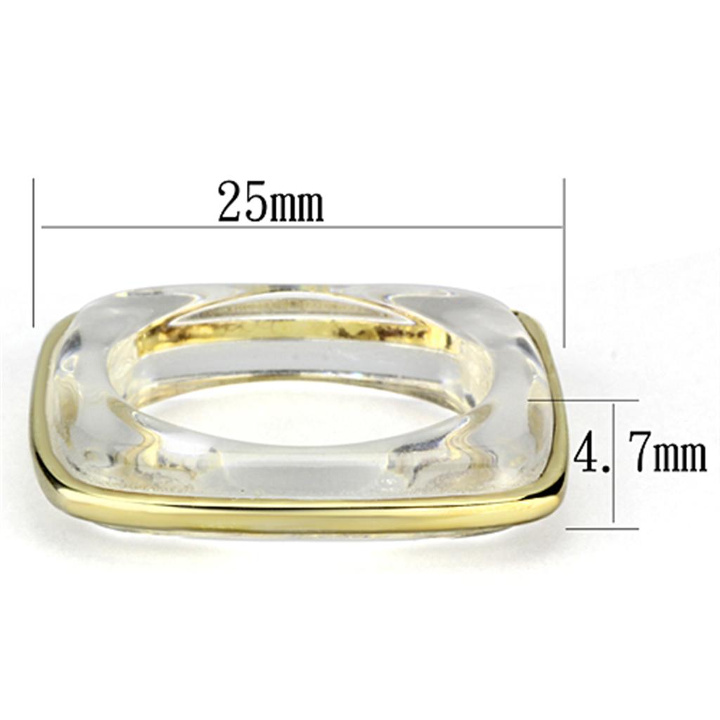 VL081 - IP Gold(Ion Plating) Brass Ring with Synthetic Synthetic Stone in Clear-1