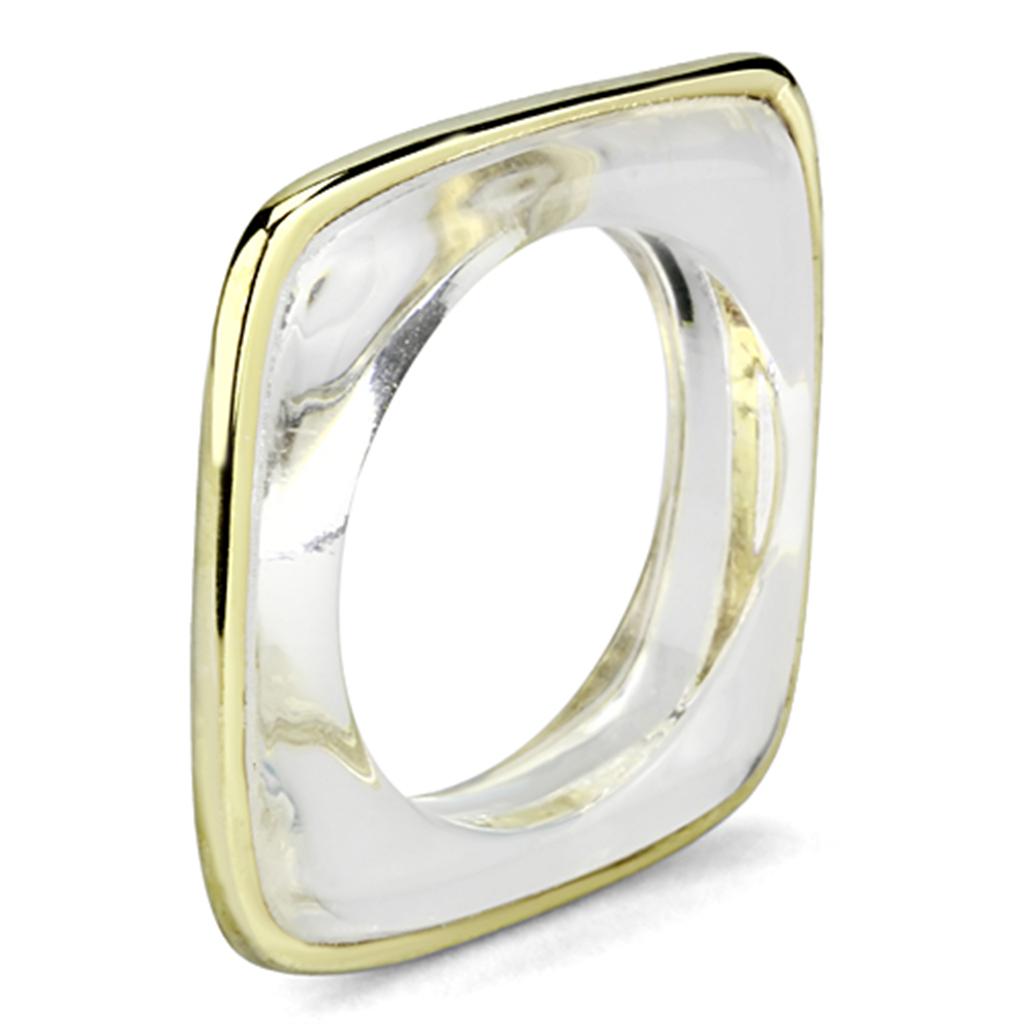 VL081 - IP Gold(Ion Plating) Brass Ring with Synthetic Synthetic Stone in Clear-2