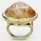VL083 - IP Gold(Ion Plating) Brass Ring with Synthetic Synthetic Stone in Orange-2
