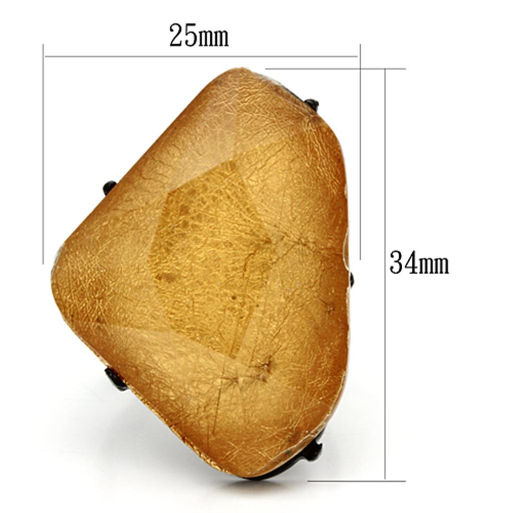 VL097 - IP Black(Ion Plating) Stainless Steel Ring with Synthetic Synthetic Stone in Orange-1