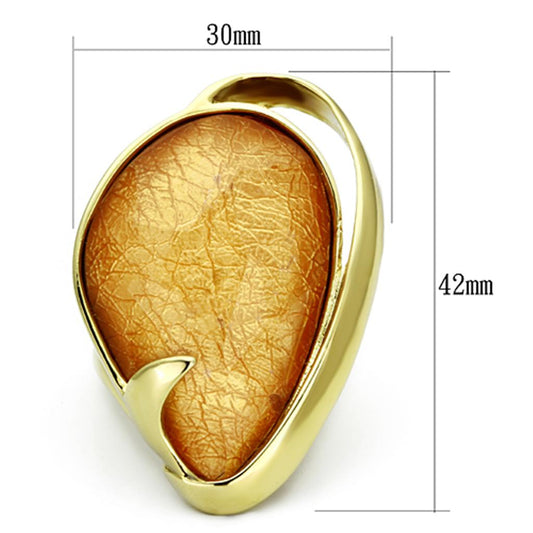 VL098 - IP Gold(Ion Plating) Stainless Steel Ring with Synthetic Synthetic Stone in Orange-1