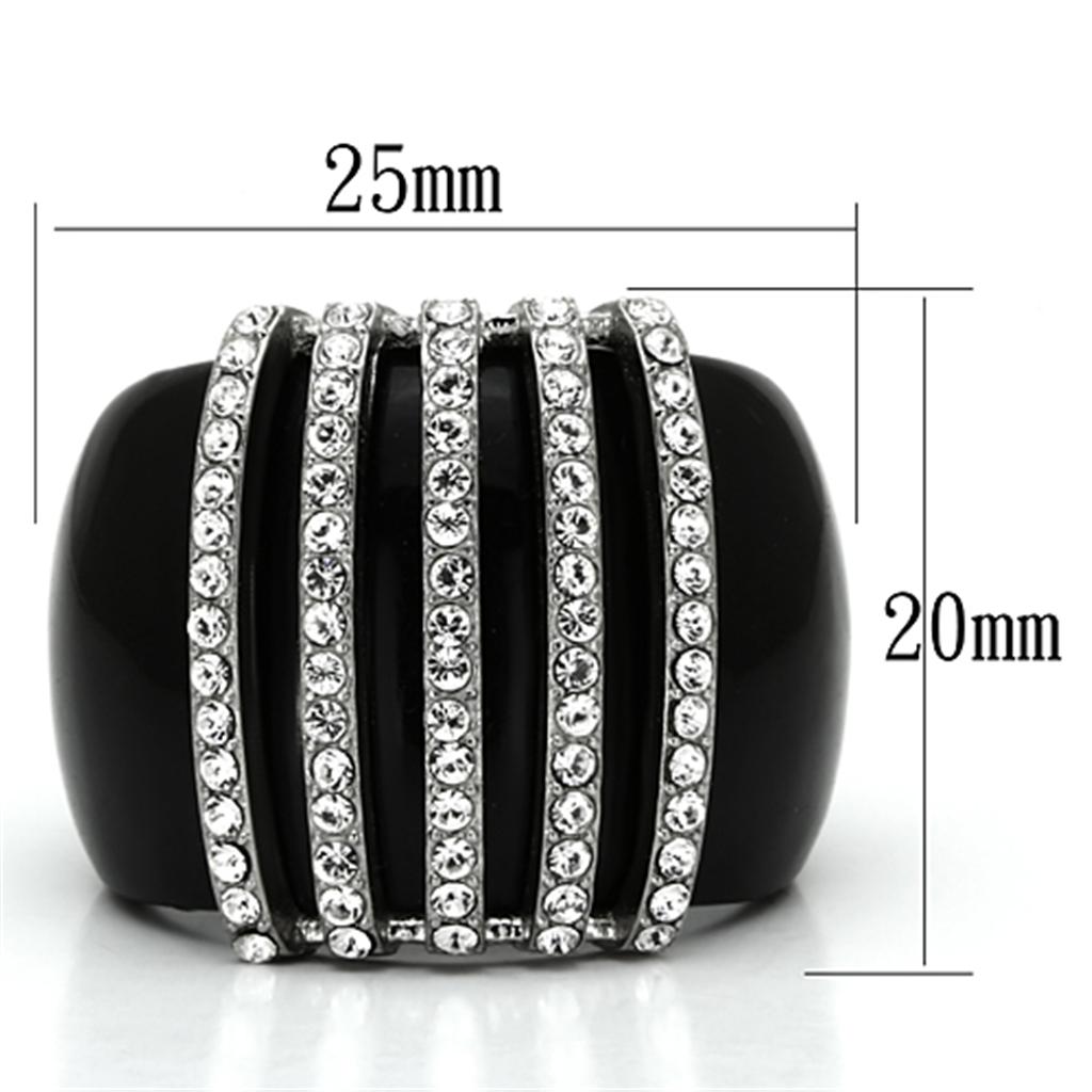 VL099 - High polished (no plating) Stainless Steel Ring with Top Grade Crystal  in Clear-1
