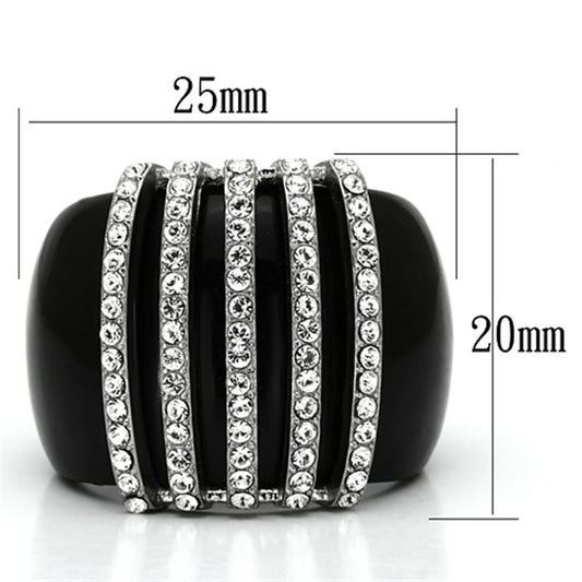 VL099 - High polished (no plating) Stainless Steel Ring with Top Grade Crystal  in Clear-1