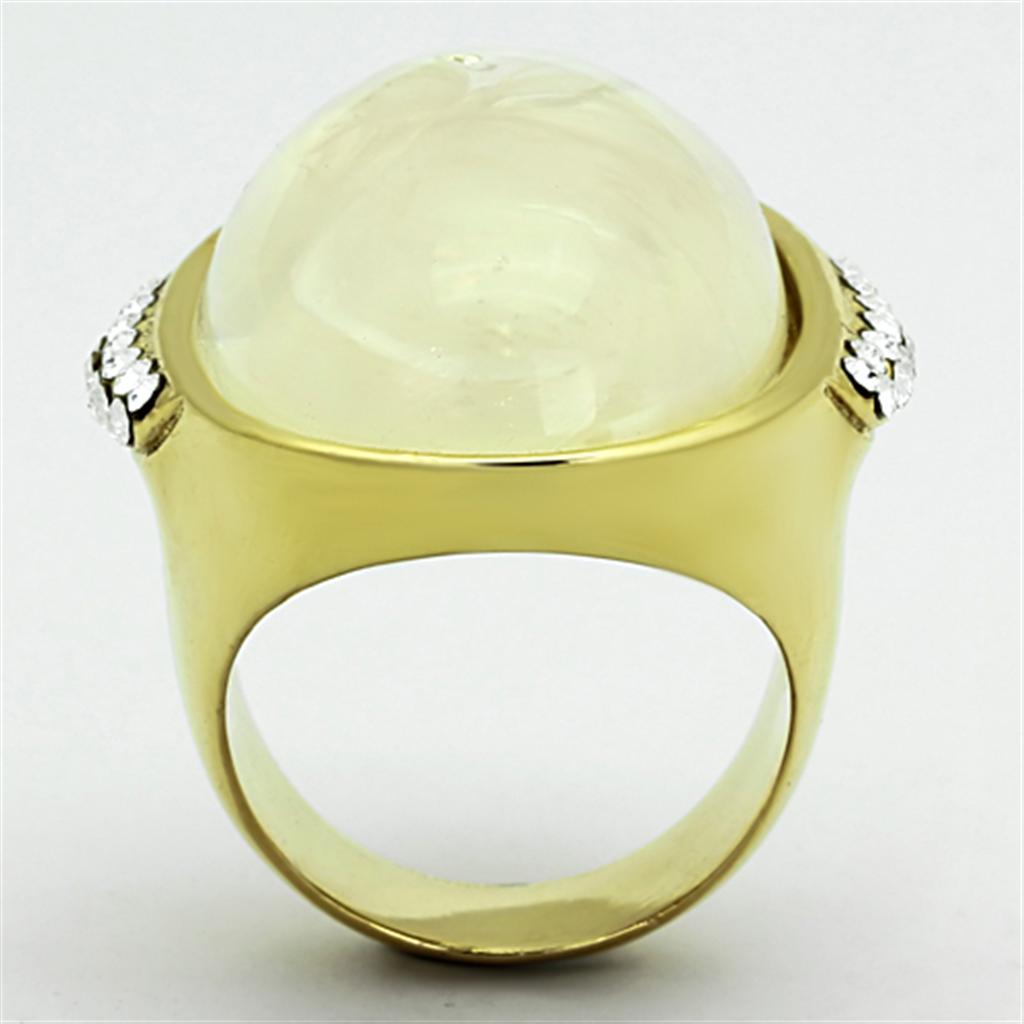 VL108 - IP Gold(Ion Plating) Stainless Steel Ring with Synthetic Synthetic Stone in Clear-2