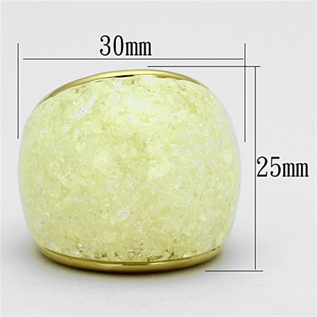 VL109 - IP Gold(Ion Plating) Stainless Steel Ring with Synthetic Synthetic Stone in Citrine Yellow-1