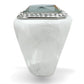 VL111 - High polished (no plating) Stainless Steel Ring with Synthetic Synthetic Stone in Aquamarine AB-3
