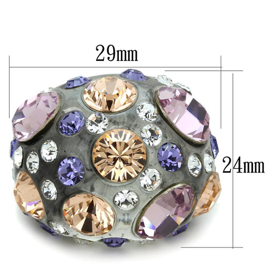 VL114 -  Resin Ring with Top Grade Crystal  in Multi Color-1