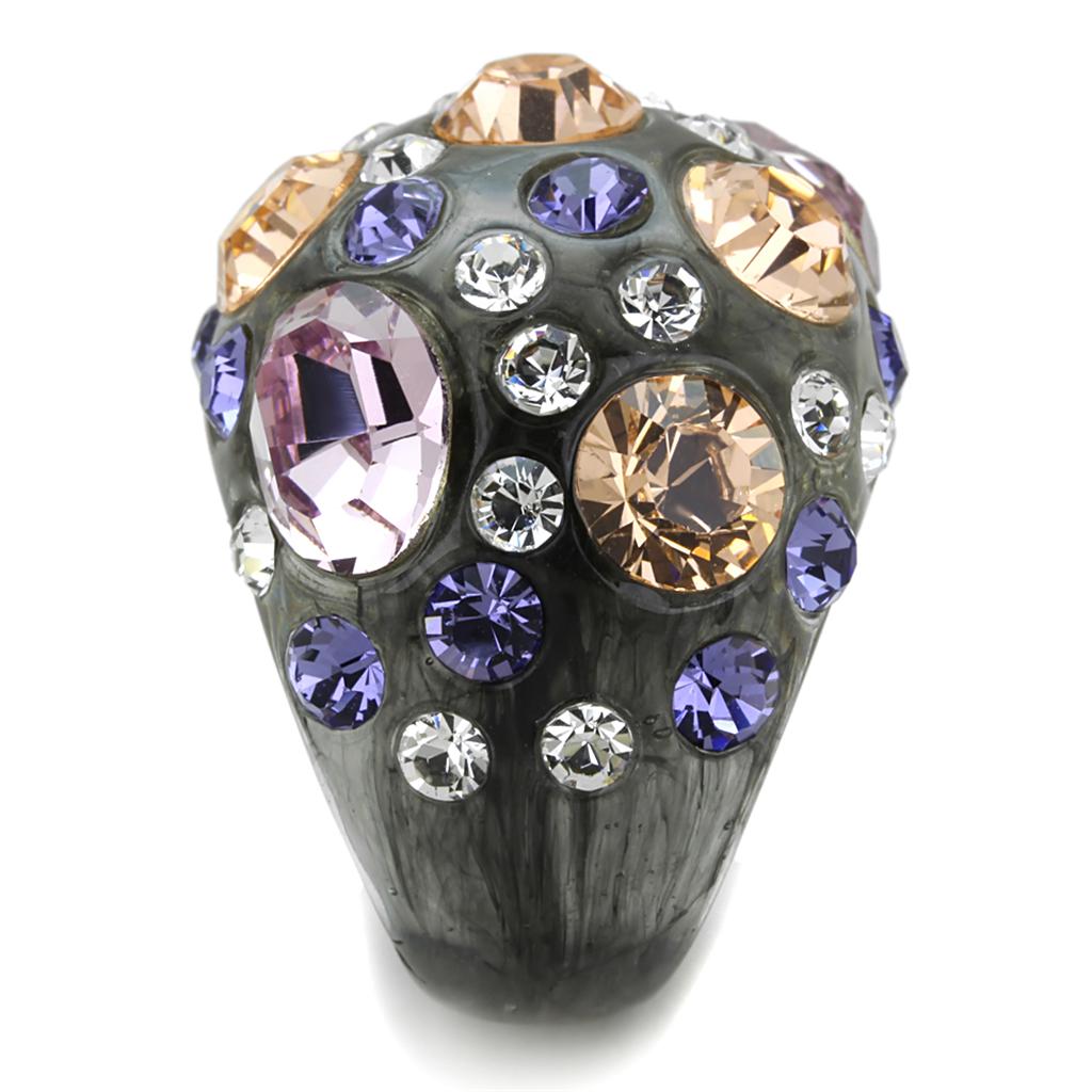 VL114 -  Resin Ring with Top Grade Crystal  in Multi Color-3