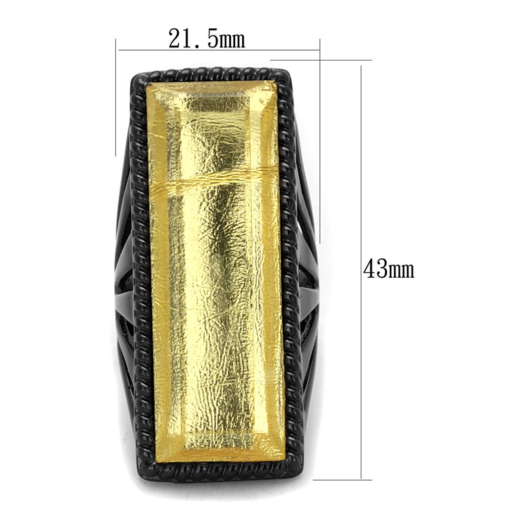VL118 - IP Black(Ion Plating) Stainless Steel Ring with Synthetic Synthetic Stone in Citrine Yellow-1