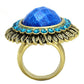 VL121 - IP Gold(Ion Plating) Stainless Steel Ring with Synthetic Synthetic Stone in Sea Blue-2