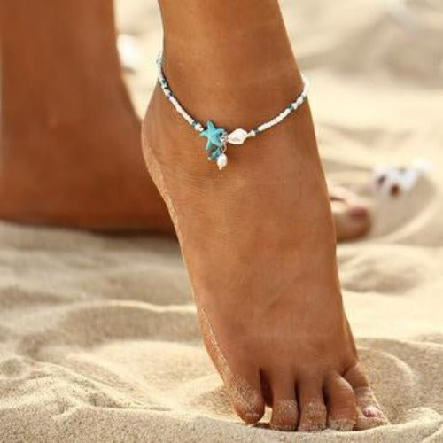 Beach Beaded Starfish Anklet Ankle Bracelet-1
