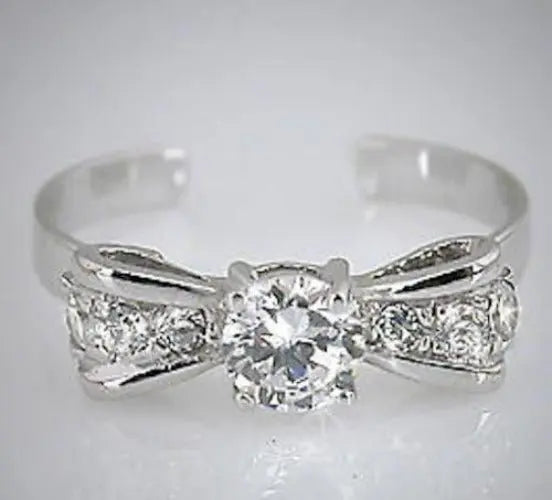 925 Sterling Silver Bow Tie Toe Ring - TRV001-0