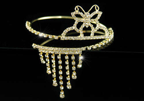 Bridal Butterfly Crystal Gold Upper Arm Bracelet / Armlet XA011-0