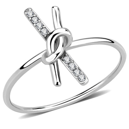 DA313 - No Plating Stainless Steel Ring with AAA Grade CZ  in Clear-0