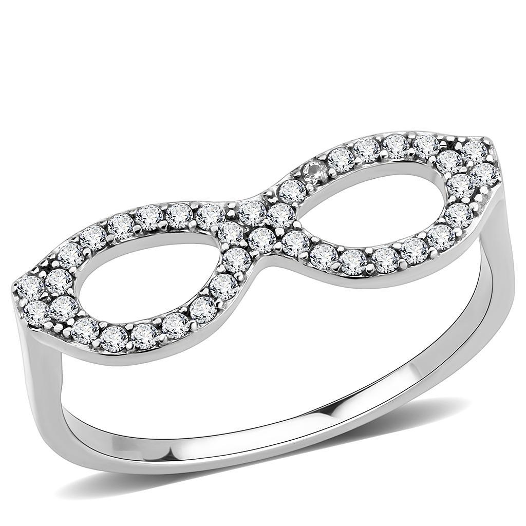 DA315 - No Plating Stainless Steel Ring with AAA Grade CZ  in Clear-0