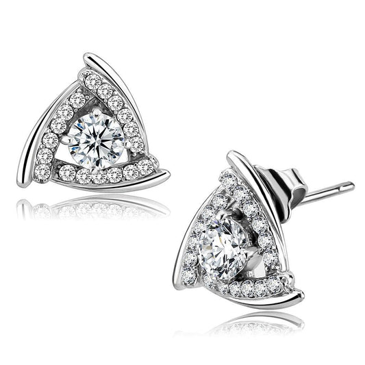 DA328 - No Plating Stainless Steel Earrings with AAA Grade CZ  in Clear-0