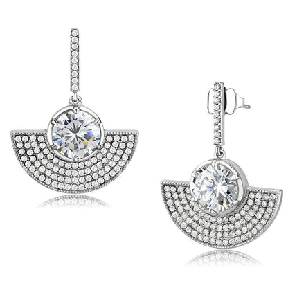 DA334 - No Plating Stainless Steel Earrings with AAA Grade CZ  in Clear-0