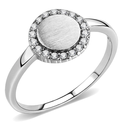 DA340 - No Plating Stainless Steel Ring with AAA Grade CZ  in Clear-0