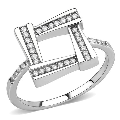 DA341 - No Plating Stainless Steel Ring with AAA Grade CZ  in Clear-0